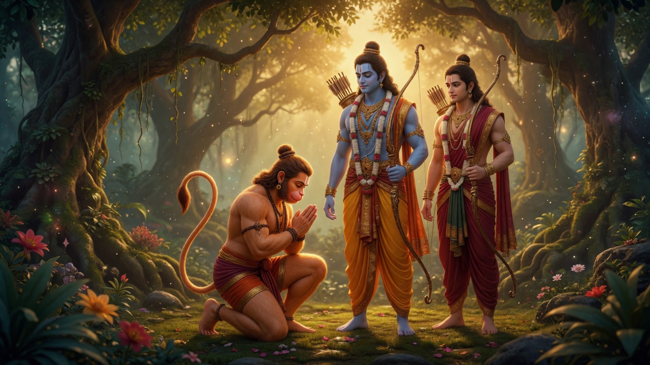 Hanuman meets Rama and Lakshmana