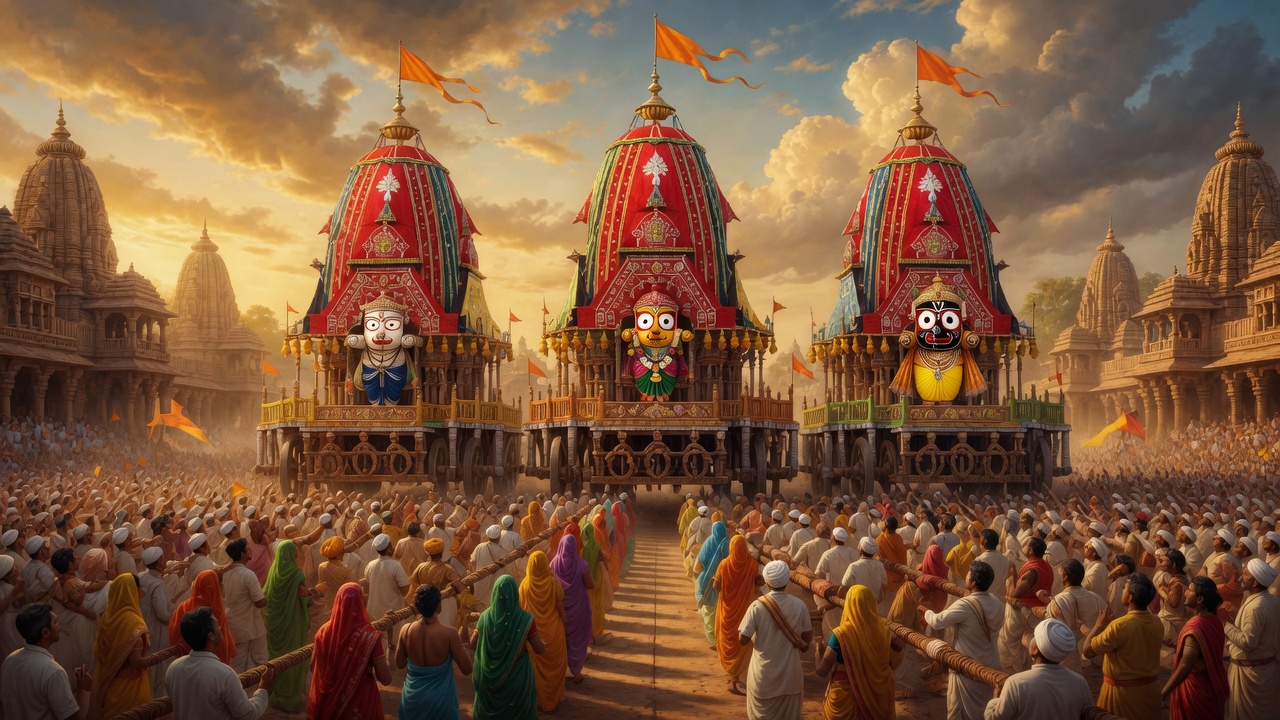 Three chariots of Rath Yatra — Balabhadra Subhadra middle Jagannath