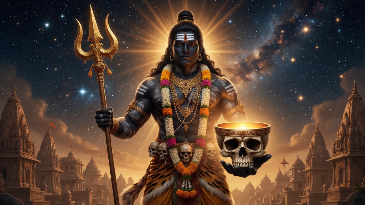 Kala Bhairava with kapala skull in palm