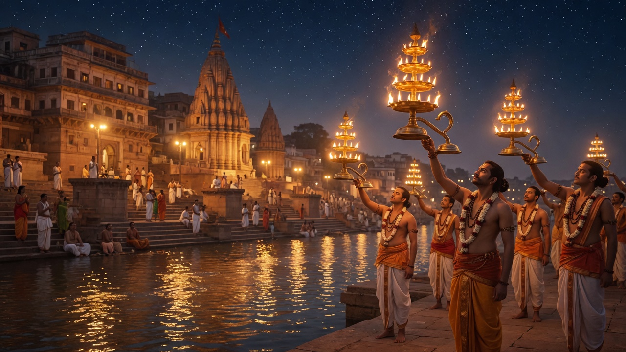 Ganga aarti at night