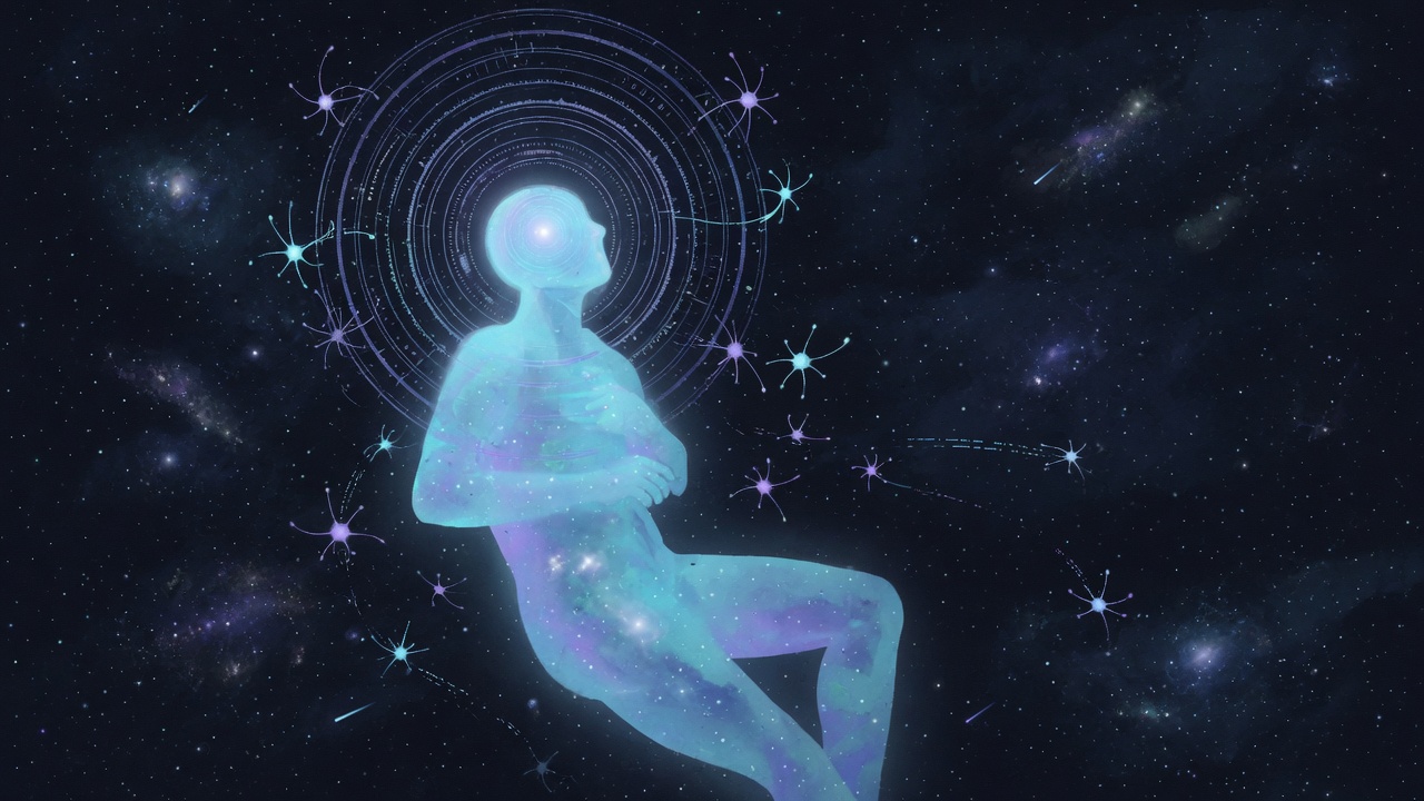Luminous figure of awareness in cosmic light