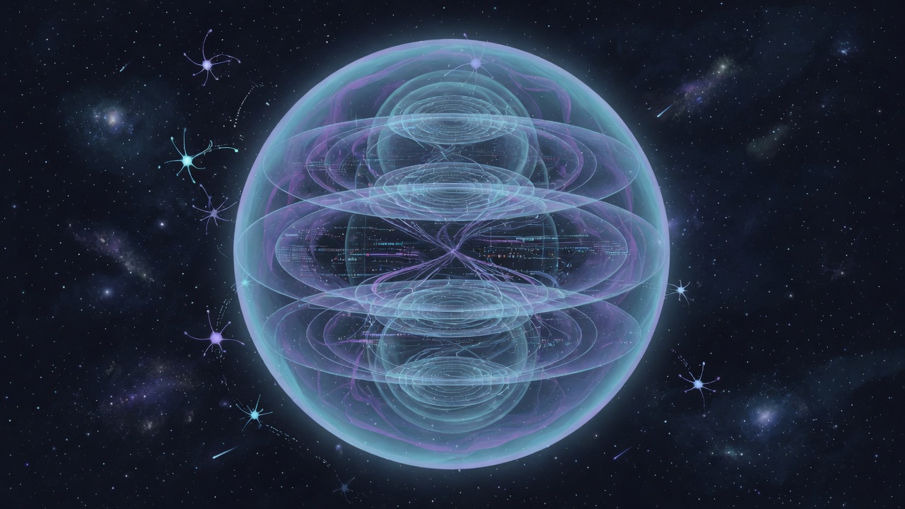 Nested luminous spheres of layered reality in deep space