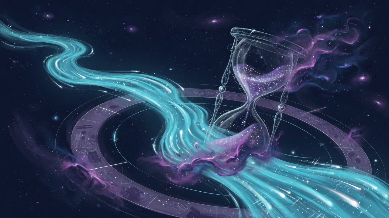 River of luminous time flowing through deep space